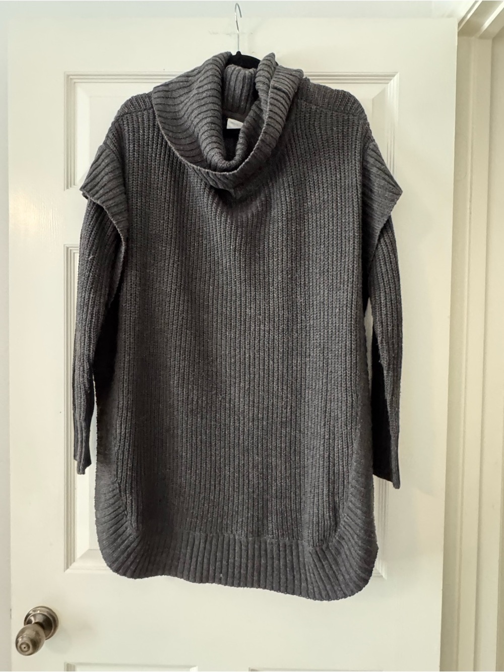 Charcoal Ribbed Cowl Neck Tunic